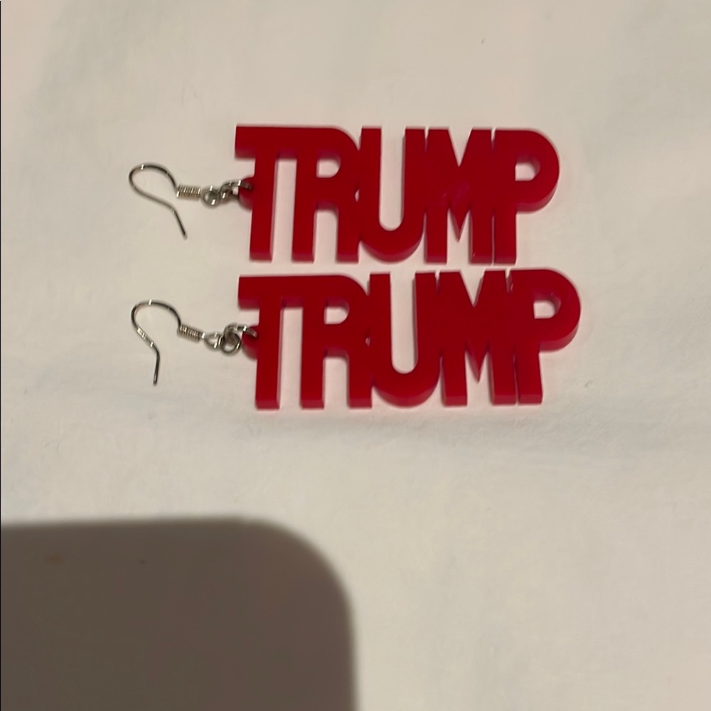Trump lazar cut Red Statement Earrings NBW